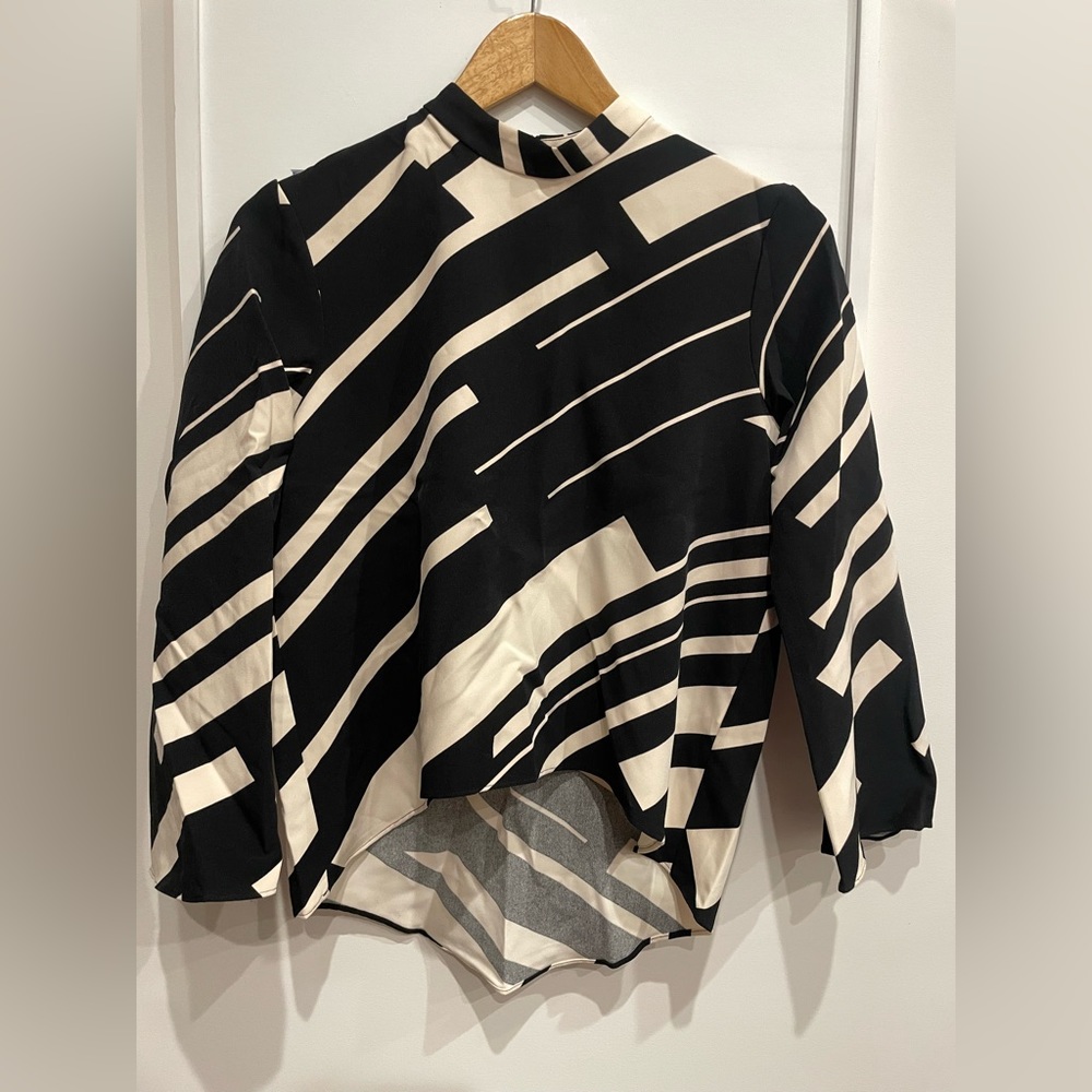 Zara Basic Black & Cream Top